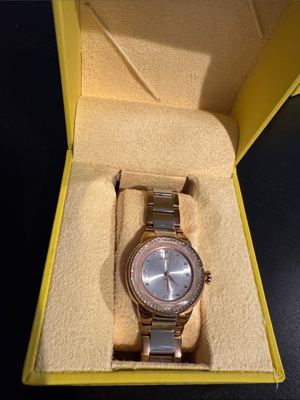 Invicta Rose Gold and Silver Crystal Bezel Women's Watch